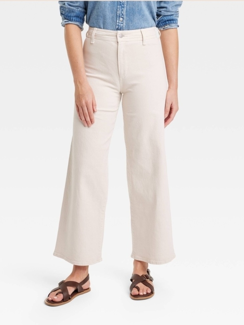 Universal Thread High-Rise Wide Leg Jeans in Light Cream Sz 2